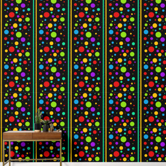 Papier Peint Pois et rayures arc-en-ciel colorés