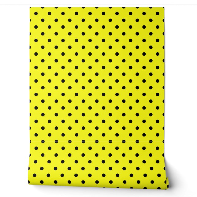 Papier Peint Pois jaune noir (Déroulement)