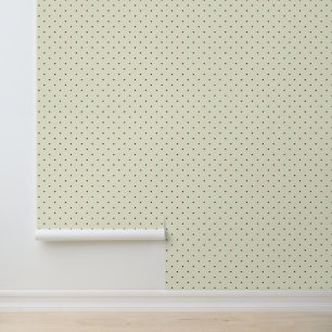 Papier Peint Pois vert foncé sur crème légère