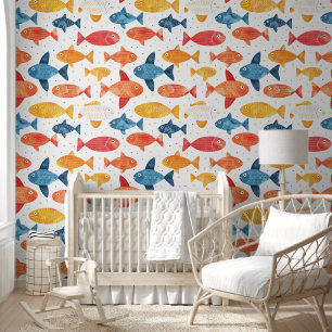 Papier Peint Poissons amusants Motif coloré