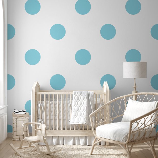 Papier Peint Polka géante Motif Aqua Blue Pastel Color (Enfants)