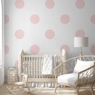 Papier Peint Polka géante Motif couleur rose pastel