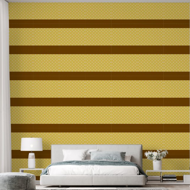Papier peint Polka Jaune Dot Or Peel and Stick (Chambre à coucher)