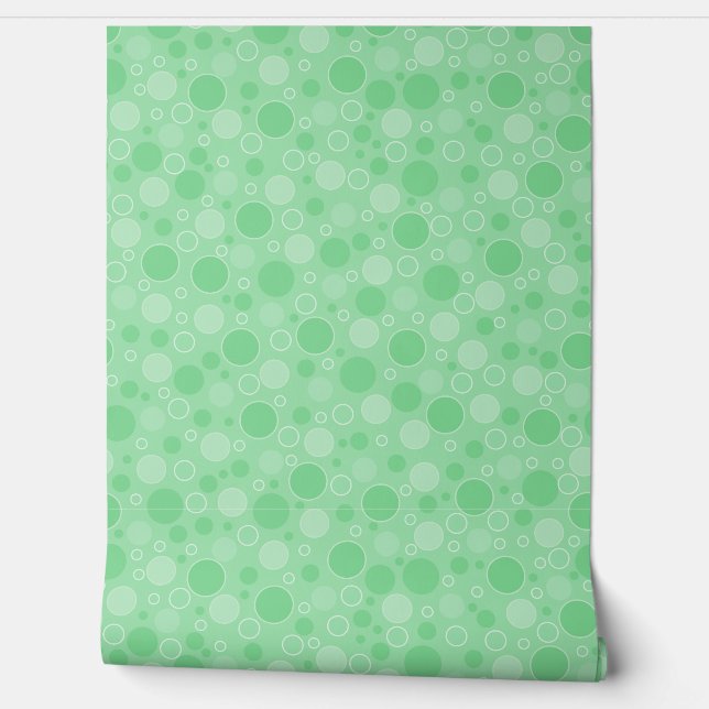 Papier Peint Polka point vert tons rétro années 60 (Déroulement)