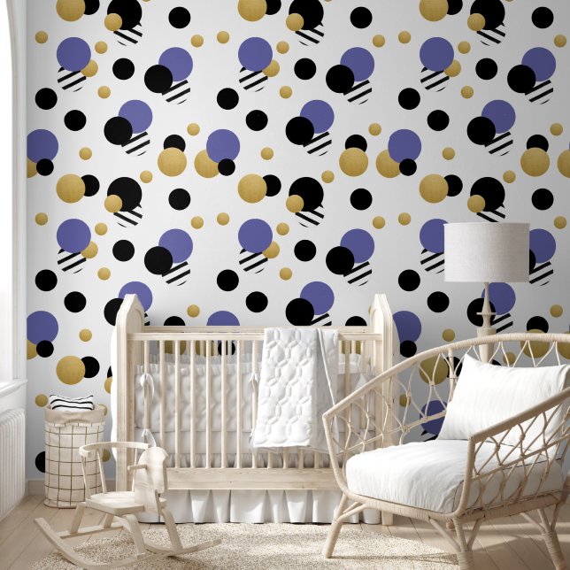 Papier Peint Polka violette or point (Enfants)