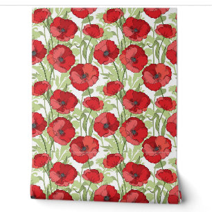 Papier Peint Poppies rouges Custom Floral