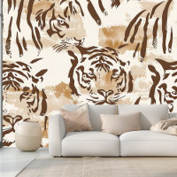Poster de animal Boho Tiger en Beige doux et Brown
