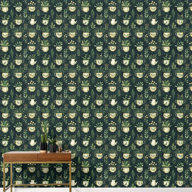 Papier Peint Pots à fleurs Motifs botaniques Amateurs Plantes V (Couloir)