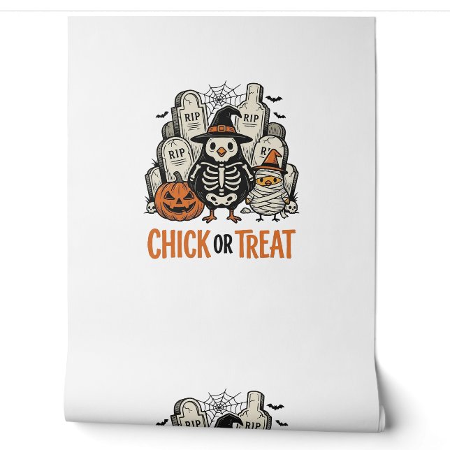 Papier Peint Poulet drôle ou traiter Graphique de poulet Hallow (Déroulement)