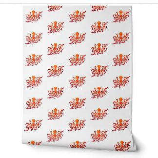 Papier Peint Poulpe Rouge & Orange