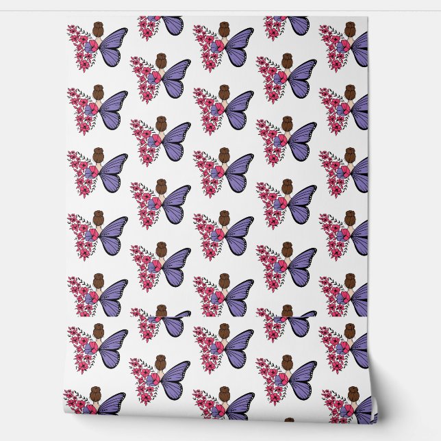 Papier peint pour fille papillon lunaire | Fée flo (Déroulement)