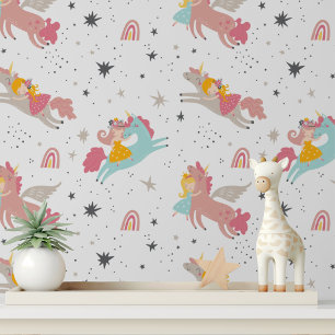 Papier peint pour nurserie avec licorne mignonne e