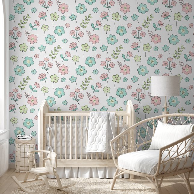 Papier Peint Pour Nursery Fleur Pastel (Enfants)