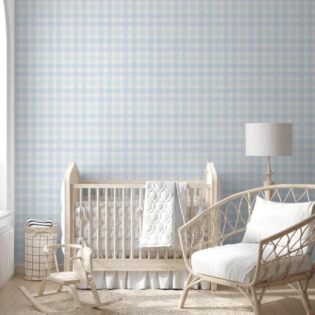 Papier Peint Pour Nursery Gingham Garçon (Enfants)