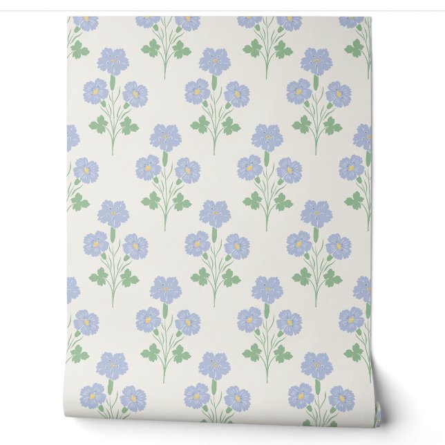 Papier Peint Prairie Pastel Douce Fleur Botanique (Déroulement)