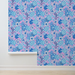 Papier Peint Preppy Palm Beach Blue & Lavender Turtles