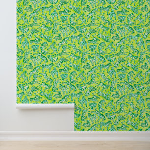 Papier Peint Preppy Palm Beach Green Zebras