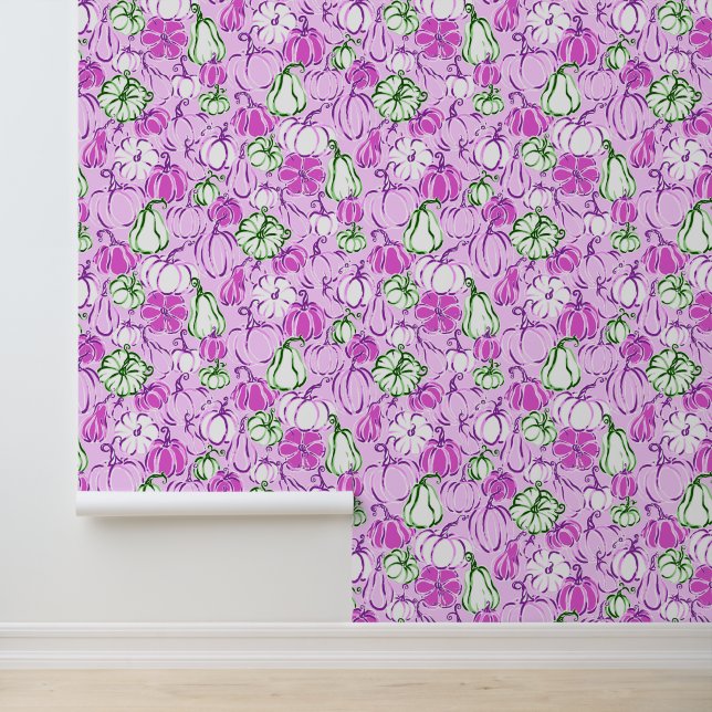 Papier Peint Preppy Palm Beach Lavender Citrouilles (Application)