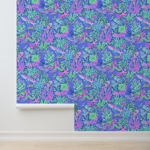 Papier Peint Preppy Palm Beach Lavender Vie marine océanique