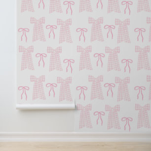 Papier Peint Preppy Pink Bows Coquette Pink Nursery