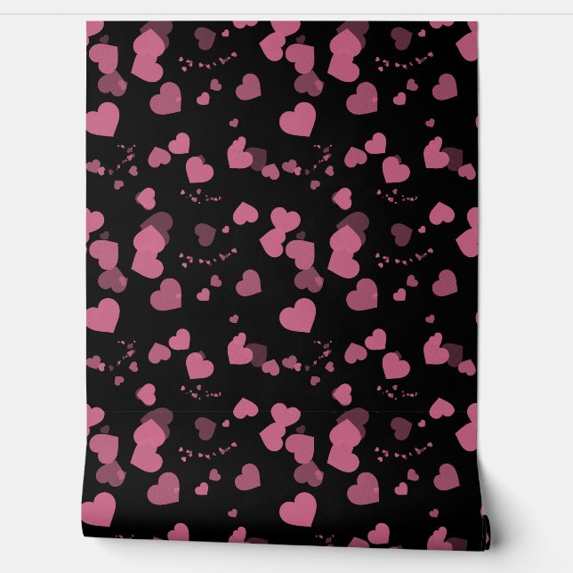 Papier Peint Pretty pink love hearts wallpaper (Déroulement)
