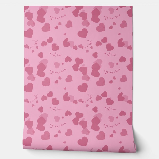 Papier Peint Pretty pink love hearts wallpaper (Déroulement)