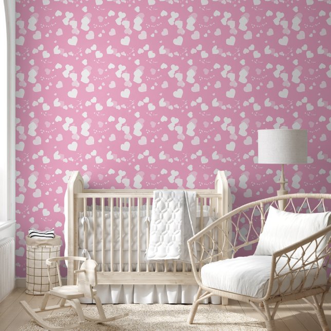 Papier Peint Pretty white love hearts wallpaper (Enfants)