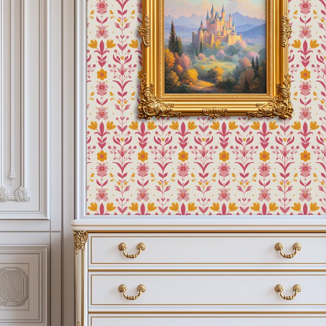 Papier Peint Princesscore floral lunaire (Whimsical Floral Princesscore Wallpaper)