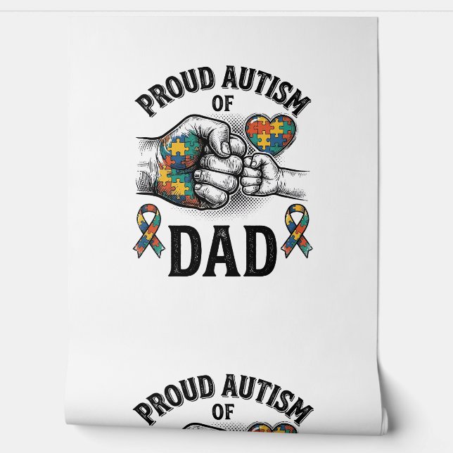 Papier Peint Proud Autism Dad Vintage Engraving Awareness Shirt (Déroulement)