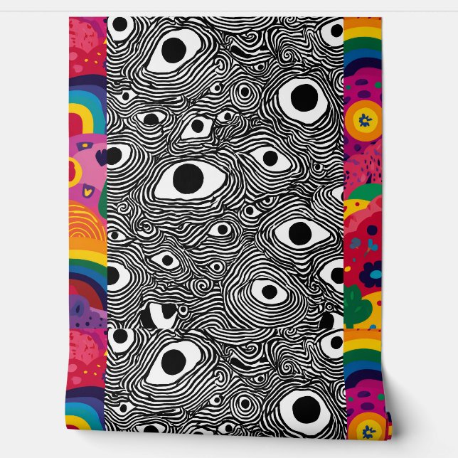 Papier Peint Psychedelic Eye Pattern Wallpaper - Trippy Optical (Déroulement)