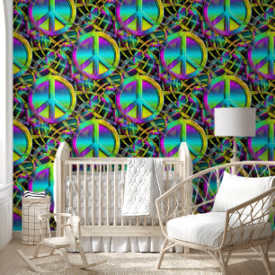 Papier Peint Puissance des fleurs - Colorée Paix Signal Motif 1