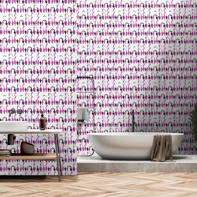 Papier Peint Purple Cat Butts Pattern (Salle de bain)