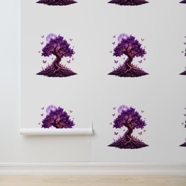 Papier Peint Purple Moon Tree Fantasy Wallpaper (Application)