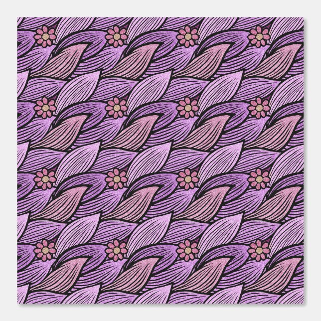 Papier Peint Purple Rose Rétro Maigre Daisy Motif Floral Fille (Recto)