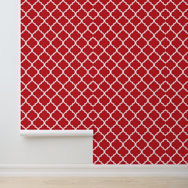 Papier Peint Quatrefoil blanc rouge (Application)