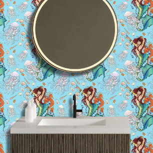 Papier Peint Queue Turquoise de sirène d'Imaginaire