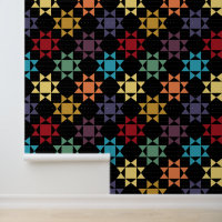 Quilt Amish Imprimer couleurs vives sur noir
