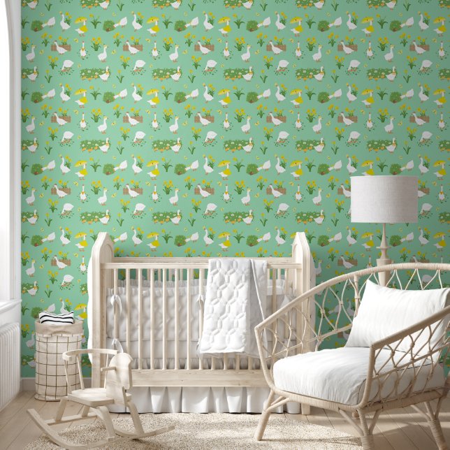 Papier Peint Quirky Geese & Daffodils Nursery Pattern (Enfants)