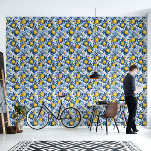 Papier Peint Rafraîchir Citron jaune bleu Feuilles Peel & Stick
