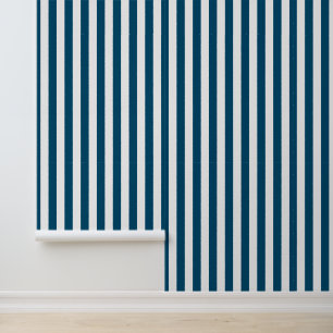 Papier peint rayé bleu blanc océan moderne