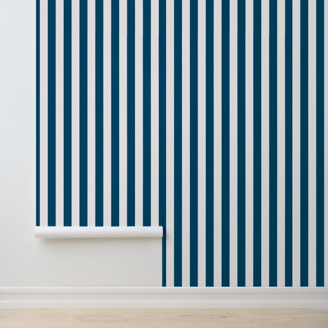 Papier peint rayé bleu blanc océan moderne (Application)