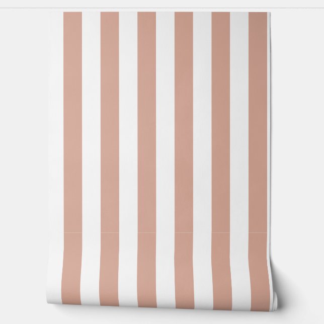 Papier peint rayé rose et blanc de Toscane (Déroulement)