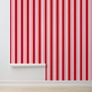 Papier peint rayé rouge et blanc