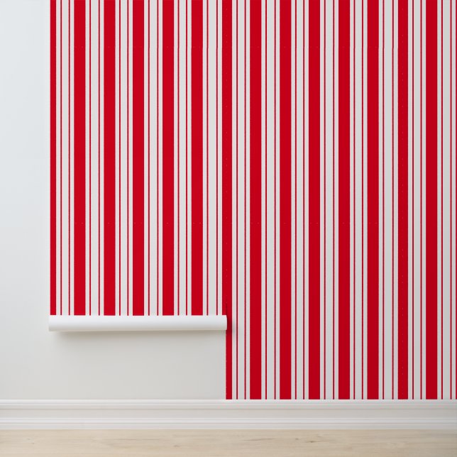 Papier peint rayé rouge et blanc (Application)
