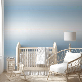 Papier Peint Rayes horizontales classiques bleu ciel et blanc