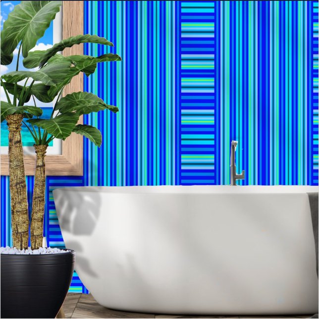 Papier Peint Rayure bleu aqua moderne  (Créateur téléchargé)