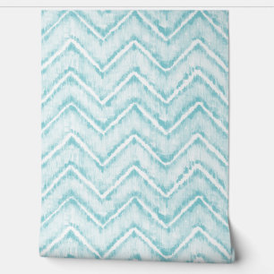 Papier Peint Rayure chevron peinte à la main aquarelle bleu aqu