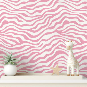 Papier Peint Rayure de zèbre rose et blanc