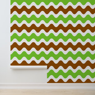 Papier Peint Rayure Groovy Ric Rac - Brun & Citron Horizontal