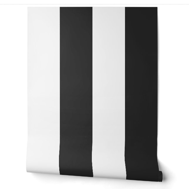 Papier Peint Rayure large cabana noir et blanc (Déroulement)